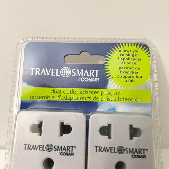 4 Piece Conair Travel Smart Dual Outlet Adapter Plug Set - Picture 2 of 11